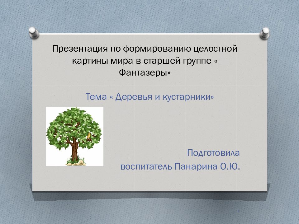 Формирование целостной картины мира в старшей группе карпеева