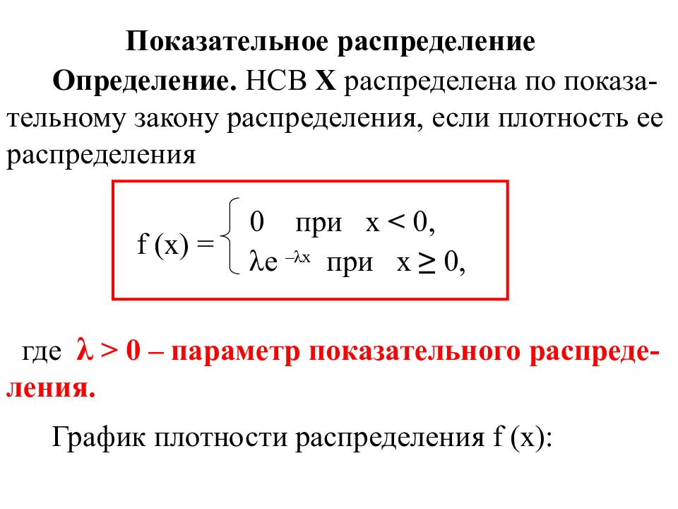 Формула распределения. Показательное распределение случайной величины формула. Функция плотности экспоненциального распределения. Плотность вероятности экспоненциального распределения. Экспоненциальное распределение случайной величины.