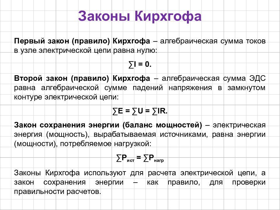 Второй закон кирхгофа схема