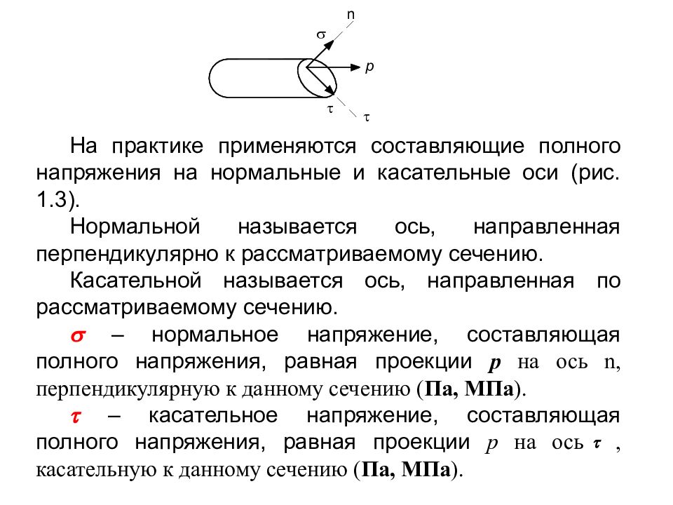 Полное напряжение. Напряжение полное нормальное касательное. Составляющие полного напряжения. Нормальные и касательные напряжения сопромат. Напряжения полные нормальные и касательные.