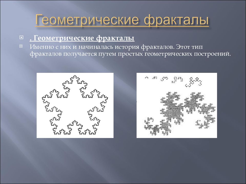 Форма фрактала. Виды фракталов. ) Геометрический Тип фракталов. Построение фракталов геометрические. Фракталы презентация.