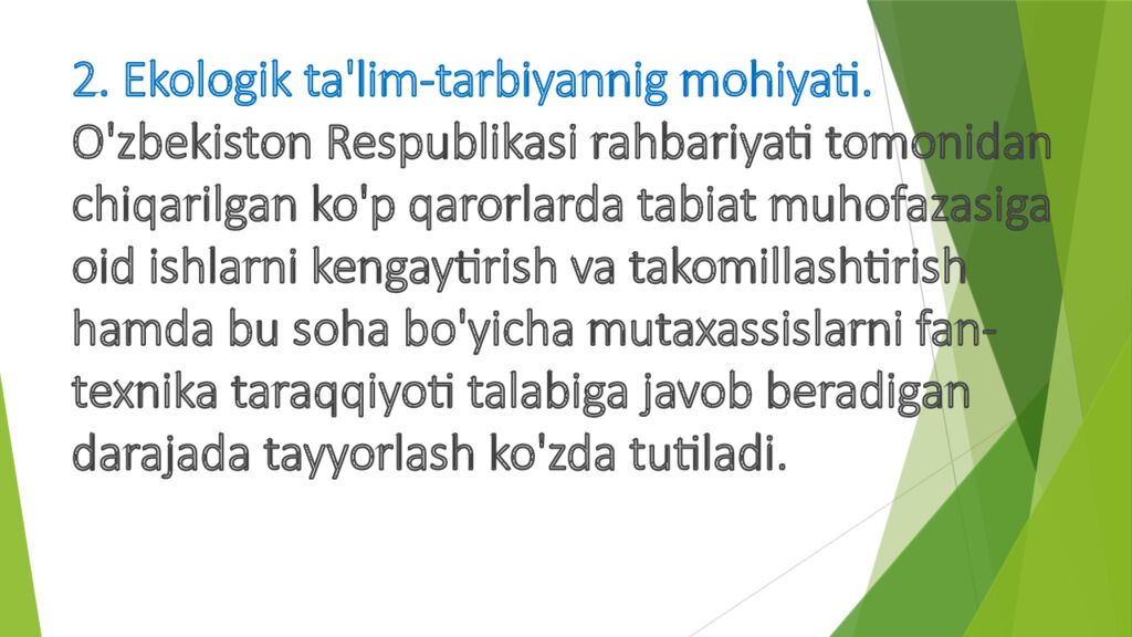 Tabiat bilan tanishtirish orqali maktabgacha yoshdagi bolalarda ekologik