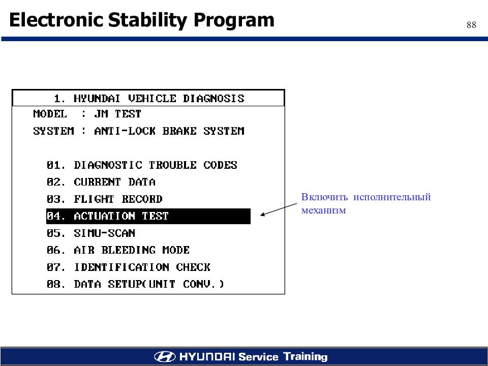 Включи program. ESP System Tests. Stability program MC.