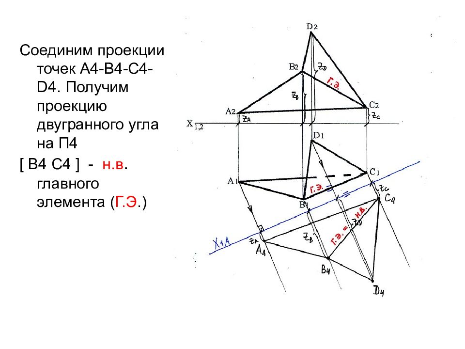 Проекция соединяет. Линия, соединяющая проекции точек. Определить натуральную величину двугранного угла. Как найти проекцию точки на плоскость. Отрезок соединяющий проекции точки.