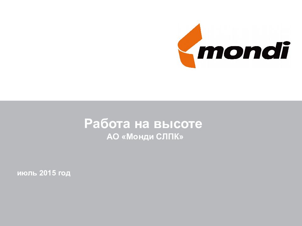 Работа на высоте АО «Монди СЛПК »