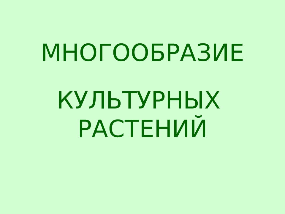 МНОГООБРАЗИЕ КУЛЬТУРНЫХ РАСТЕНИЙ
