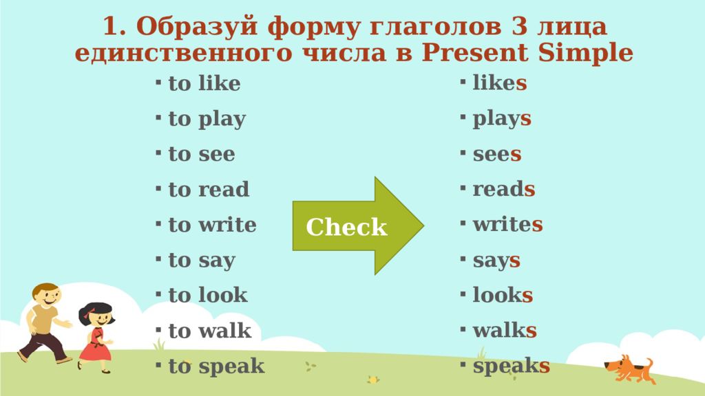 3 лицо единственное число в английском