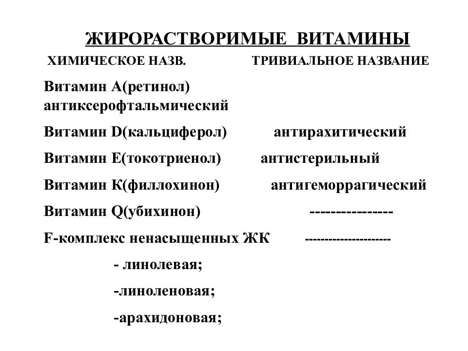 Жирорастворимые витамины. Жирорастворимые витамины биохимия. Жирорастворимые витамины биохими. Жирорастворимые витамины название. Тривиальные названия витаминов.