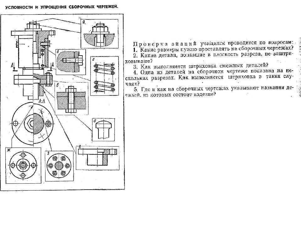 Условности и упрощения на сборочных чертежах