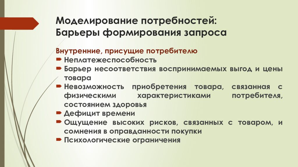 Моделирование потребностей: Барьеры формирования запроса