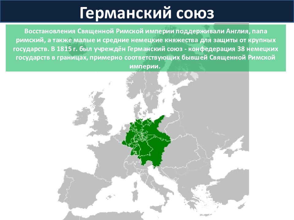 Империя отношений. Германский Союз 1815 г. Священная Римская Империя германского народа. Германия в первой половине 19 в. Германский Союз был создан.