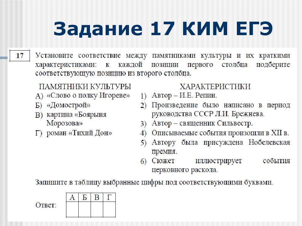 Задание 17 егэ презентация