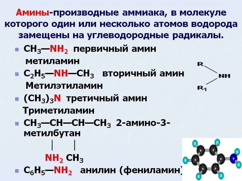 Классификация аминов схема