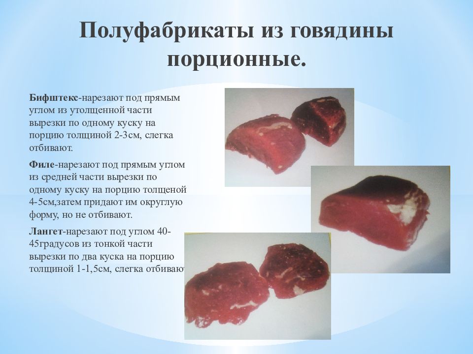 Презентация полуфабрикаты из мяса