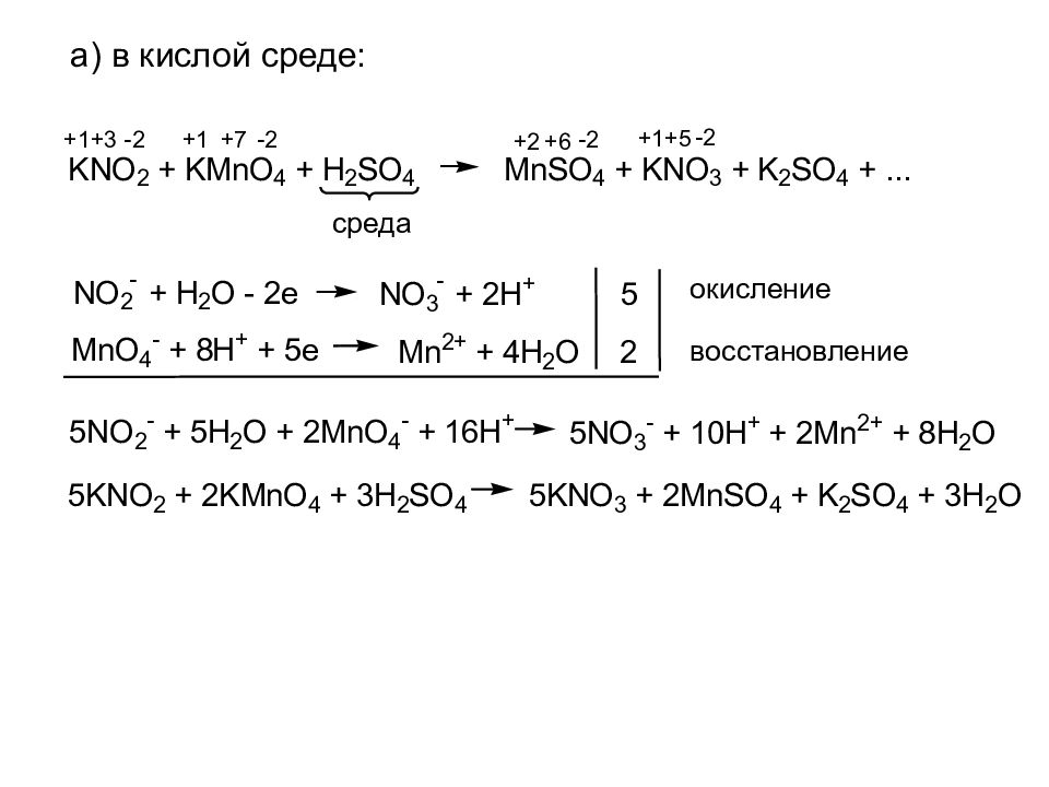 Kmno4 h2o h2so4 окислительно восстановительная реакция