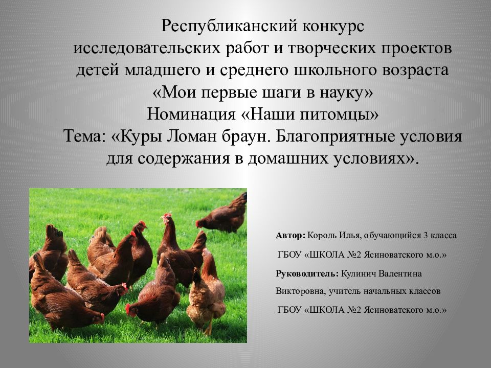 Республиканский конкурс исследовательских работ и творческих проектов детей младшего и среднего школьного возраста «Мои первые шаги в науку» Номинация «Наши