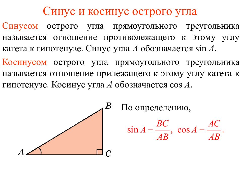Синус и косинус острого угла