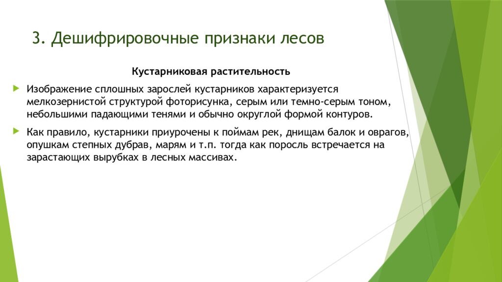 3. Дешифрировочные признаки лесов