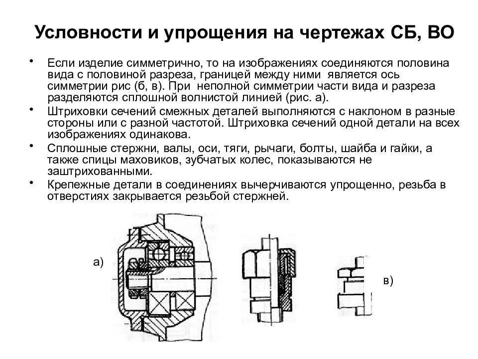 На сборочных чертежах допускается