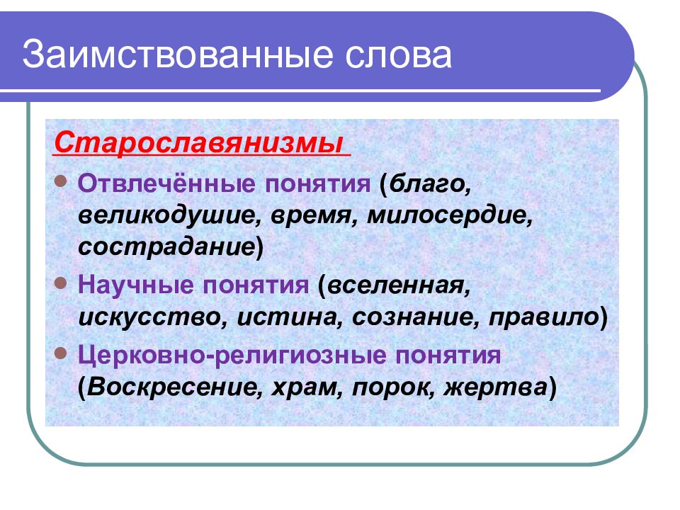 Лексика с точки зрения происхождения презентация