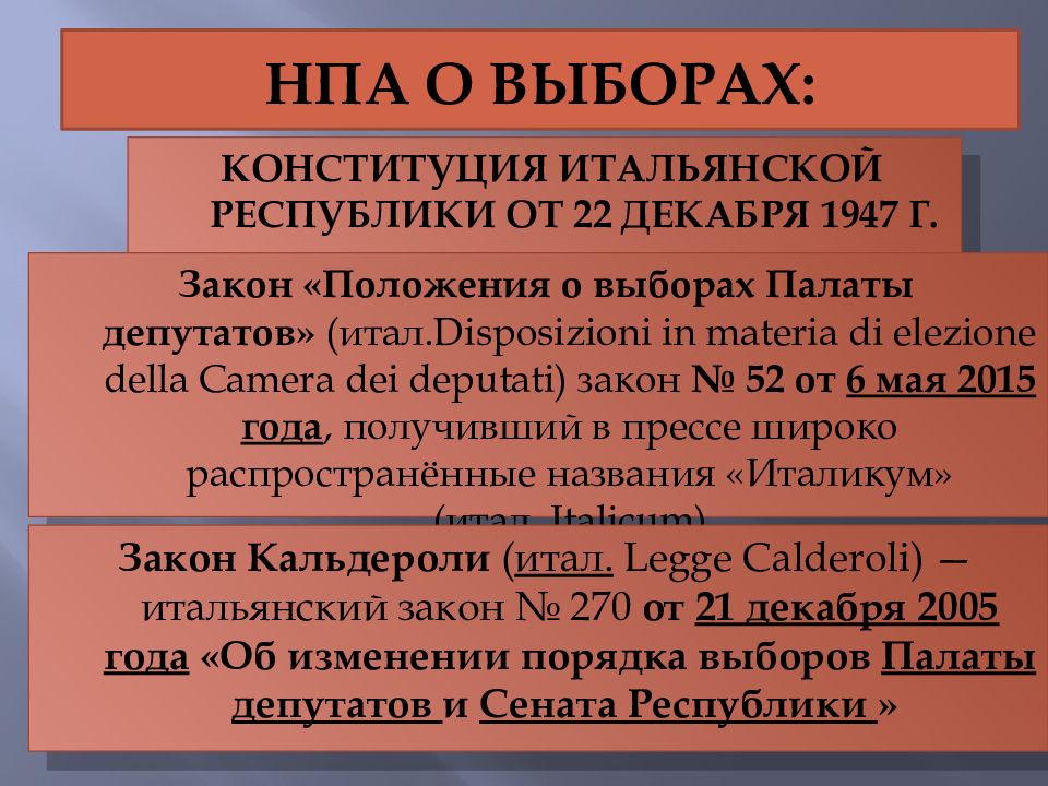 В ст 3 конституции итальянской республики. Конституция итальянской Республики 1947. Конституция Италии 1948. Конституция итальянской Республики. Структура Конституции Италии 1947.