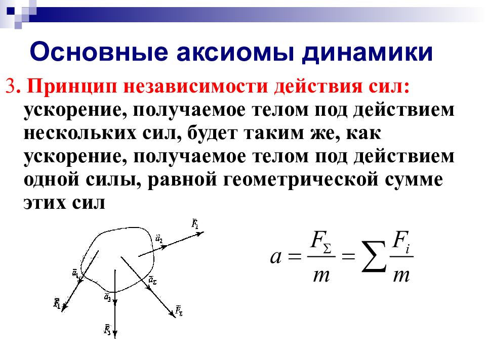 Действия на тело нескольких сил