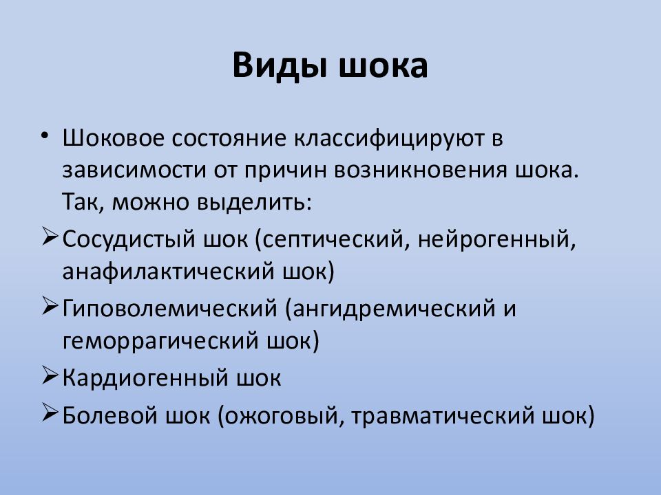 Шок клиническая картина