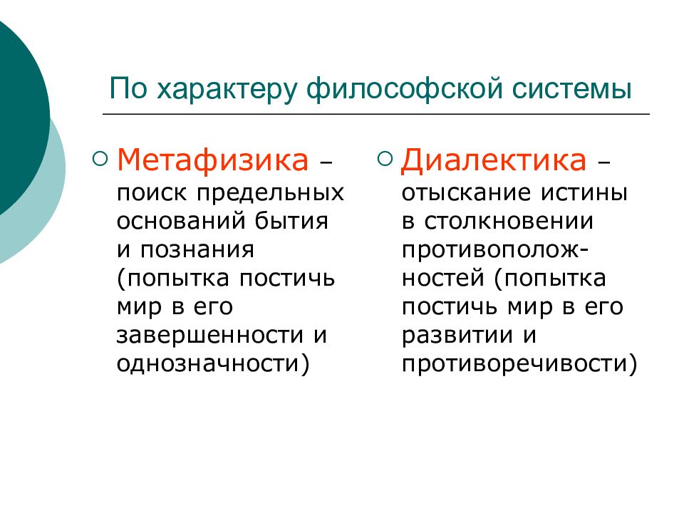 Философские системы. Диалектика и метафизика. Метафизическая Диалектика. Примеры диалектики и метафизики. По характеру философской системы метафизика.