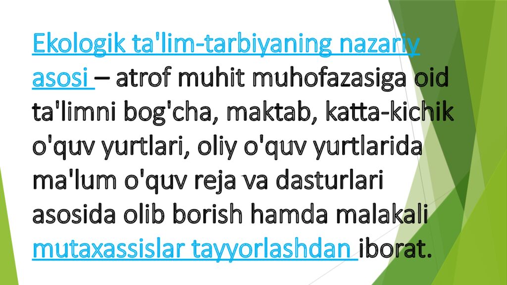 Tabiat bilan tanishtirish orqali maktabgacha yoshdagi bolalarda ekologik