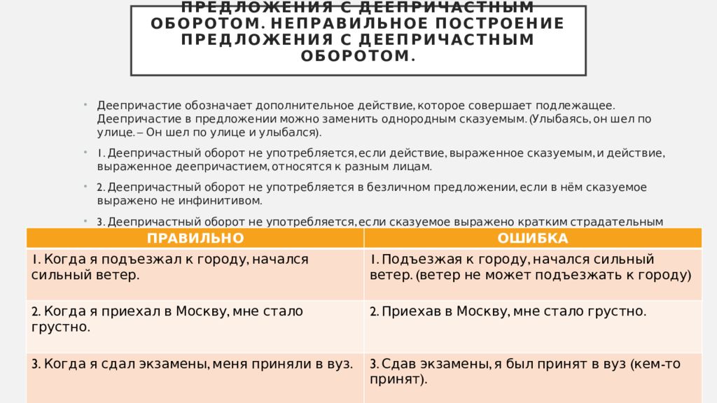 Неправильное построение предложения с деепричастным оборотом