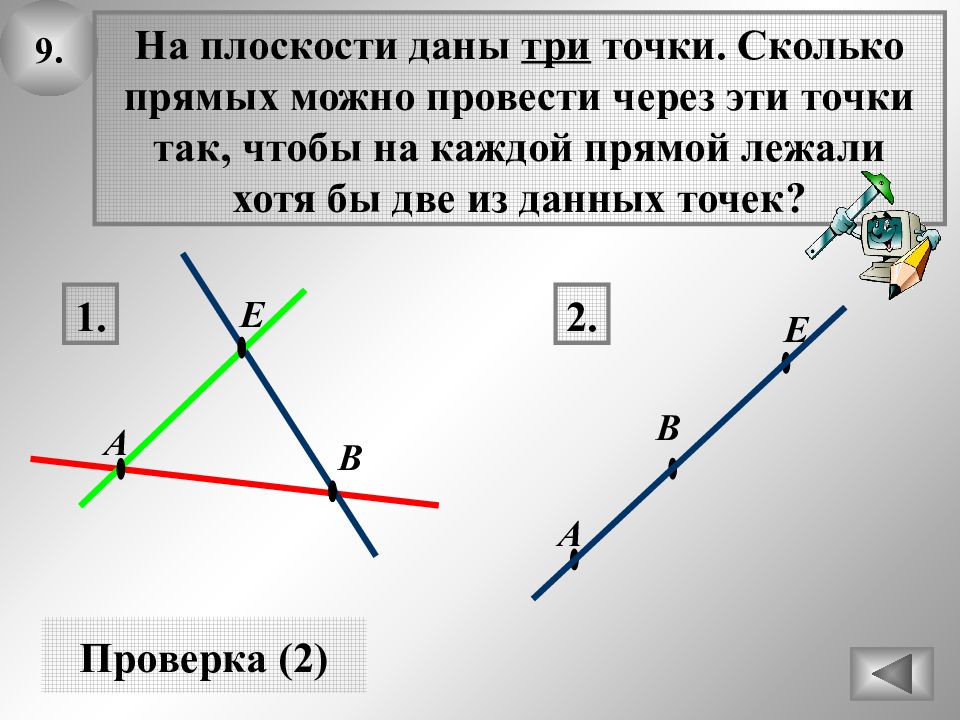Существует три различные прямые. Через каждые две точки проведите прямую. Проведи через каждые две точки прямую. Две точки прямых на плоскости. Как провести прямую на прямой.