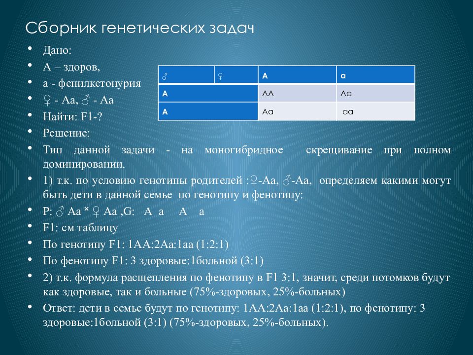 Генетические задачи презентация