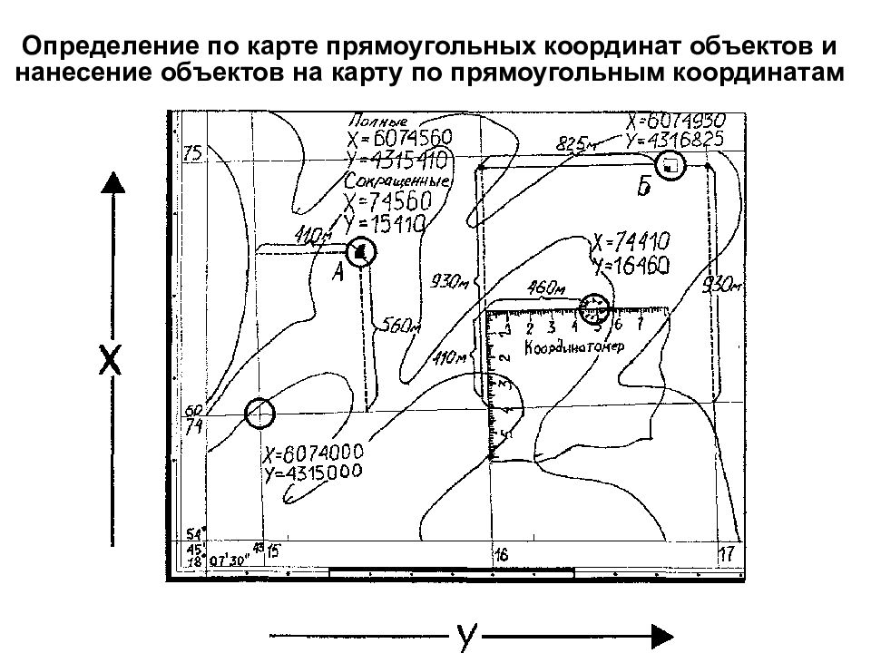 Координаты объекта на карте