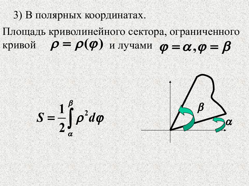 Площадь через полярные координаты