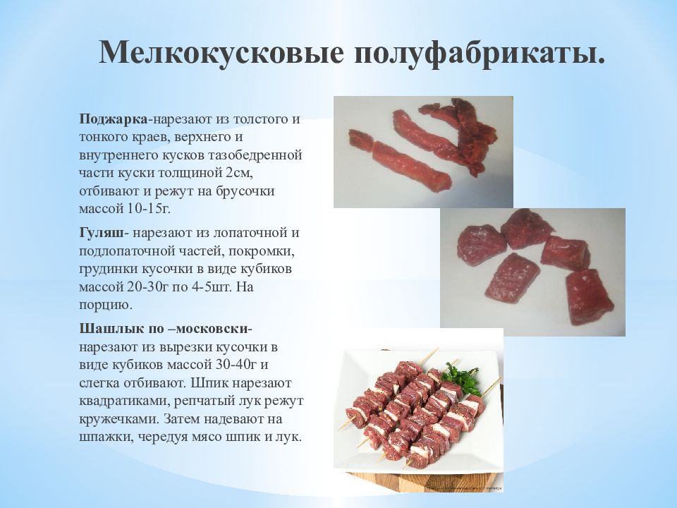 Презентация мясные полуфабрикаты