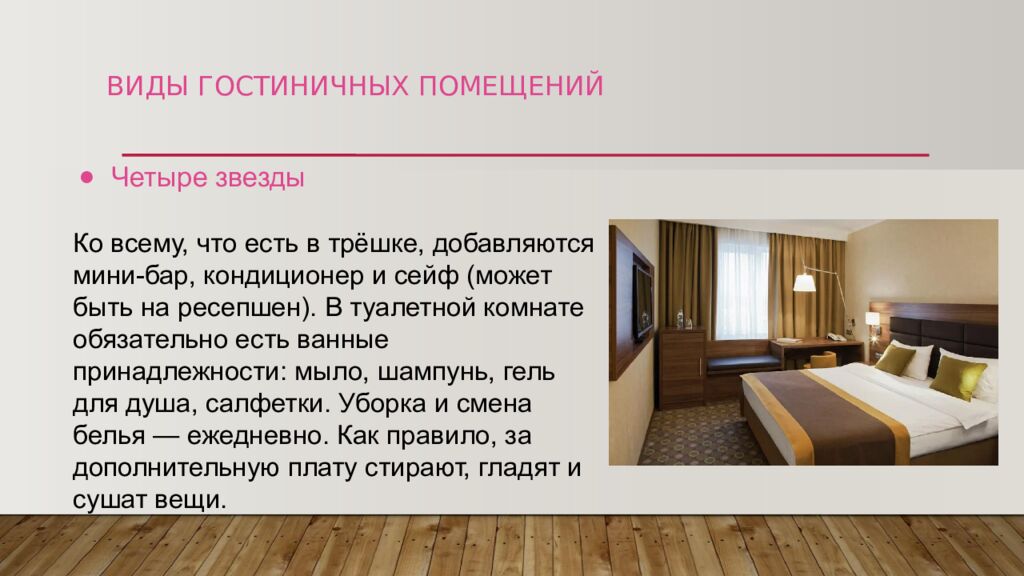 ВИДЫ ГОСТИНИЧНЫХ ПОМЕЩЕНИЙ