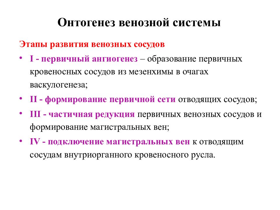 Развития вен