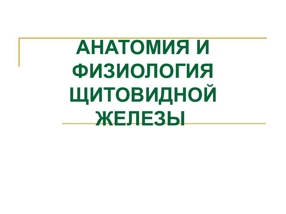 АНАТОМИЯ И ФИЗИОЛОГИЯ ЩИТОВИДНОЙ ЖЕЛЕЗЫ