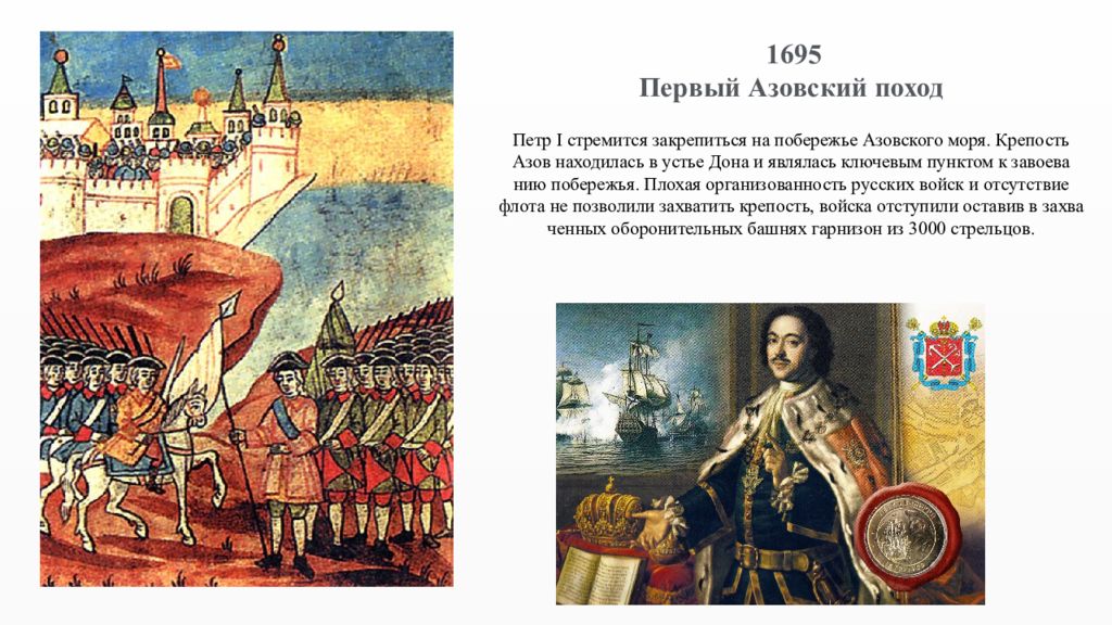 Первые военные походы петра i. Азовские походы Петра 1 1695. Азовские походы Петра 1 1 поход.