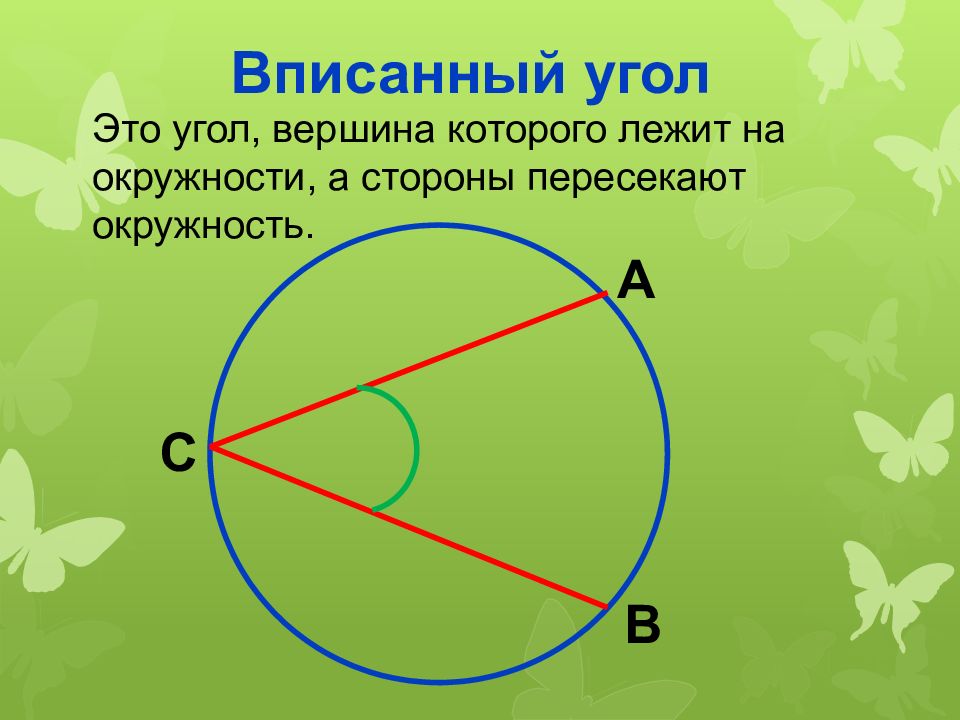 Вписанные и центральные углы и их свойства презентация