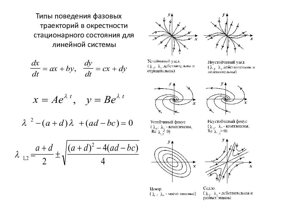 Типы точек. Фазовые портреты дифференциальных уравнений. Фазовая Траектория и фазовый портрет. Фазовый портрет узел. Фазовый портрет линейной системы на плоскости.