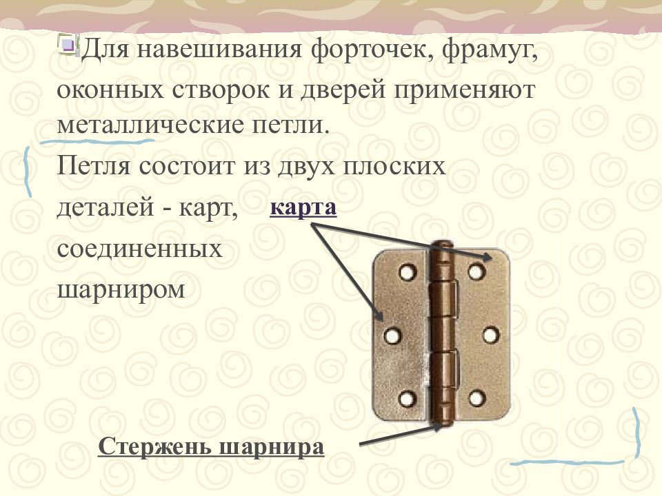 Установка форточных оконных и дверных петель 6 класс технология презентация