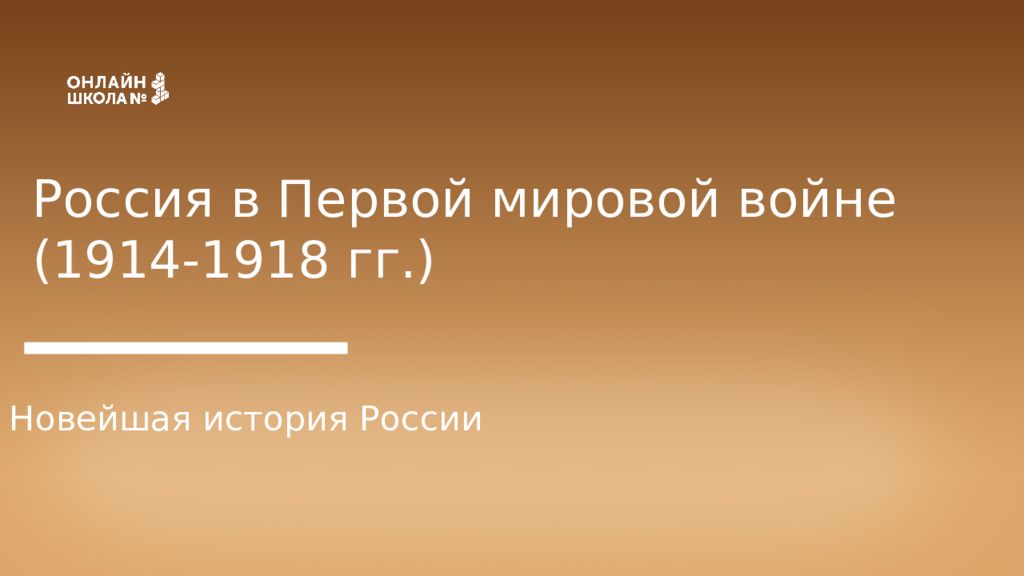 Россия в Первой мировой войне (1914-1918 гг.) Новейшая история России