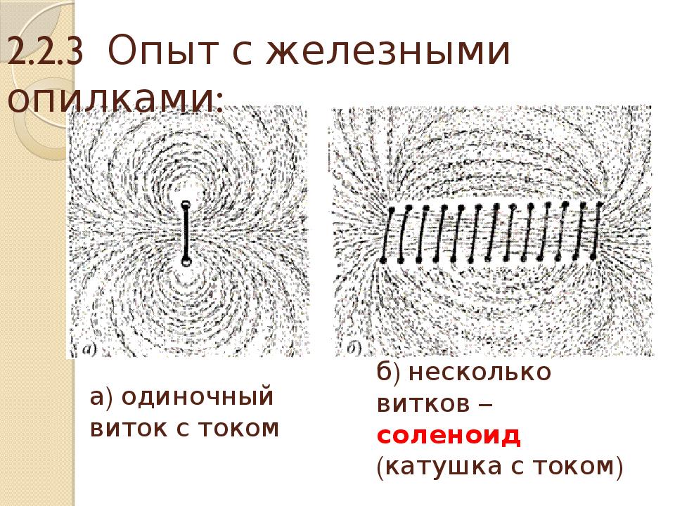 На рисунке вид сверху показана картина линий магнитного поля полученная с помощью железных опилок