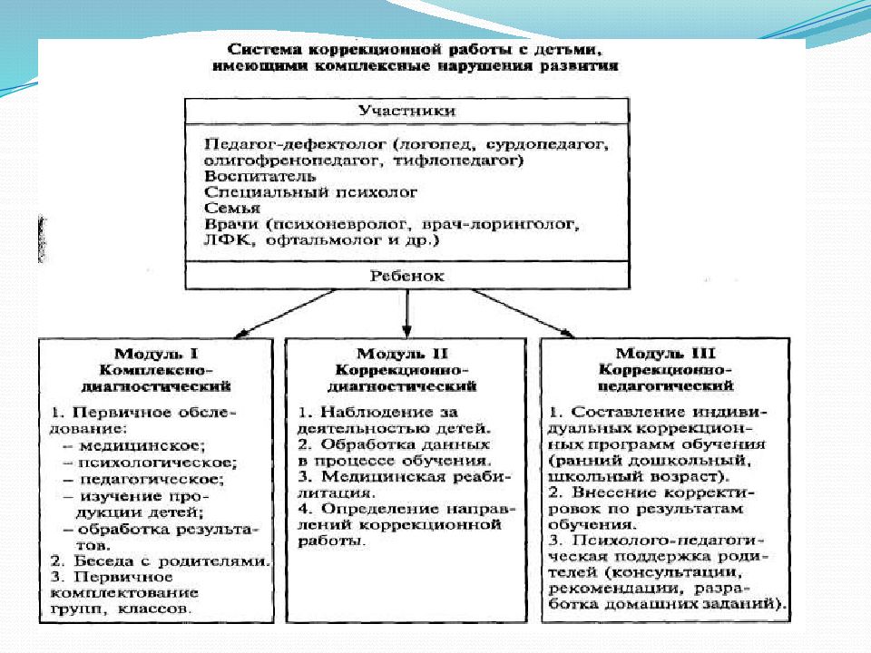 Система образовательных учреждений для детей с комплексными нарушениями в развитии схема