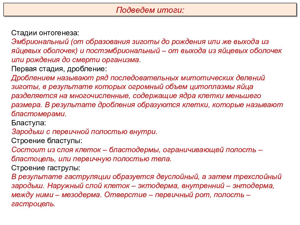 Онтогенез презентация пименов