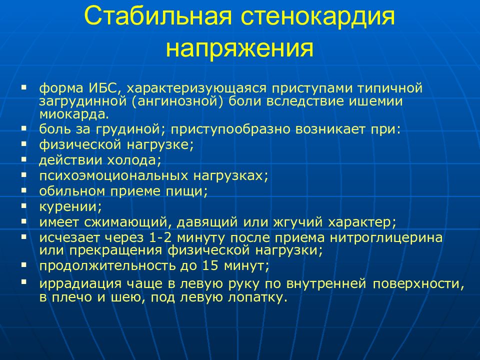 Интенсивность стенокардии