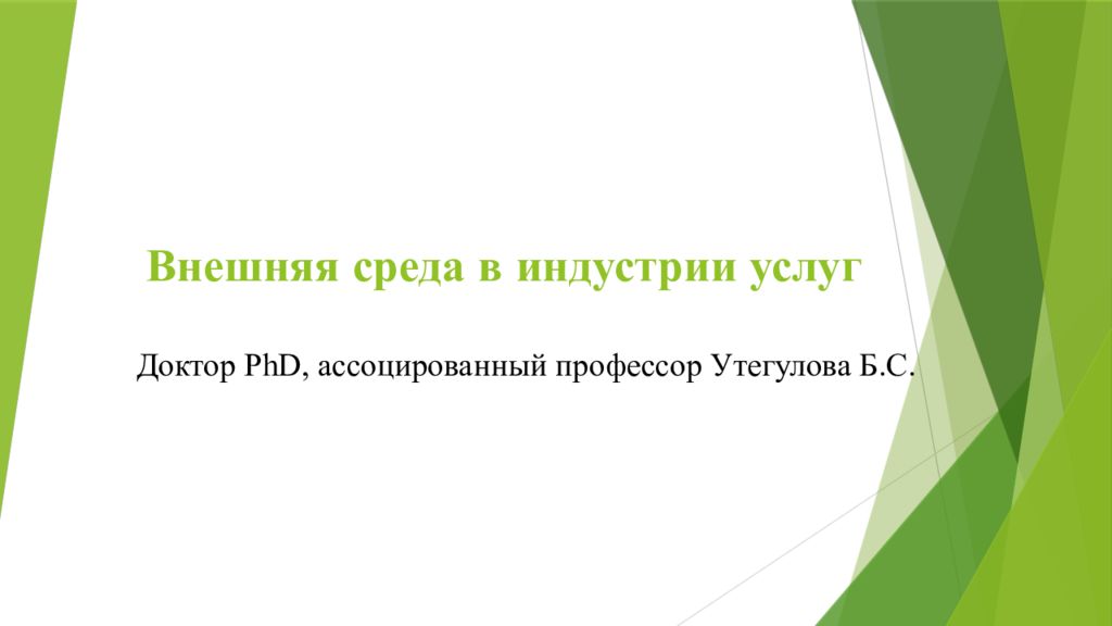 Внешняя среда в индустрии услуг