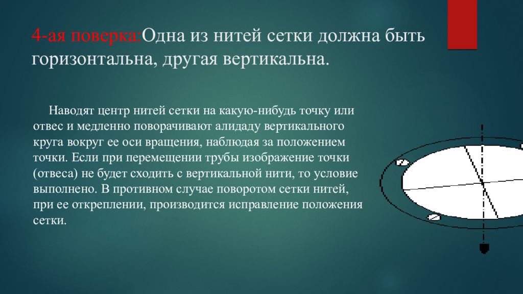 Горизонтально другой. Поверка сетки нитей. Поверка вертикальной нити сетки нитей. Поверка сетки нитей теодолита. Нить отвеса в теодолите.