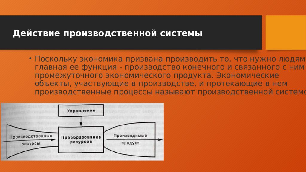 Действие производственной системы
